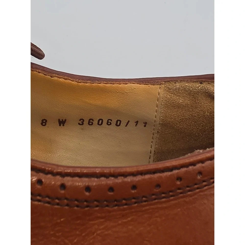 Stanley Blacker Mens 8 W Woven Leather Wingtip Oxford Shoes Tan Brown Italy